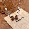 Flocking Bow Necklace Women's Retro Temperament Pearl Splicing Collarbone Chain New Trendy Versatile Neck Chain