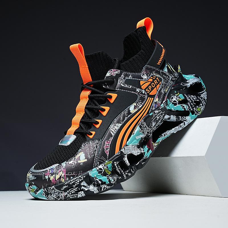 Large size fashion fly-woven camouflage blade shoes casual sports shoes running shoes dad shoes men's shoes