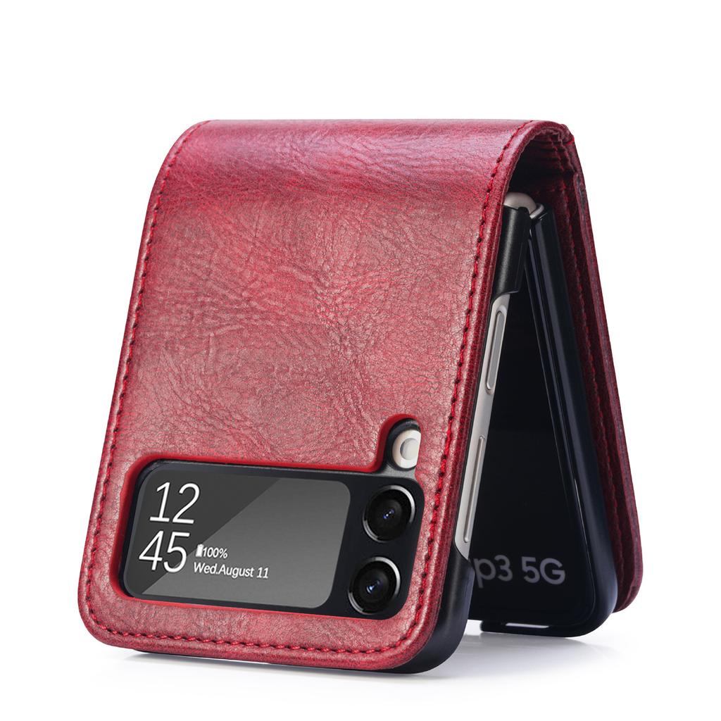 Folding Leather Bag Case for Samsung Galaxy Z Flip4 5G Flip3 Flip 4 3 Flip5 Flip6 Flip2 Flip 5 6 2 Card Slot Phone Accessories