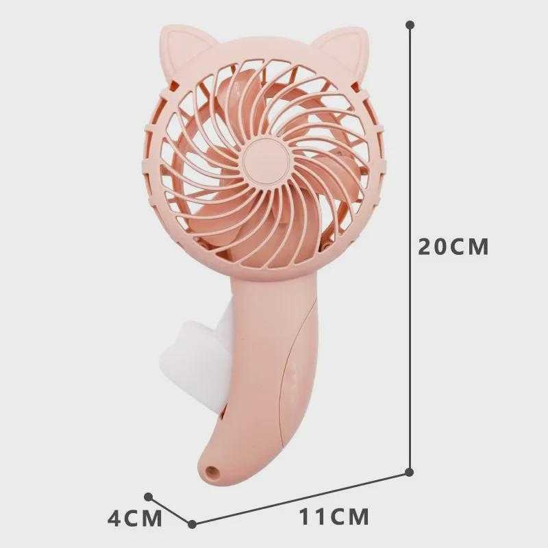 Hand-Pressed Cat Ears Fan: Manual Operation, Battery-Free, Portable Kitten Fan