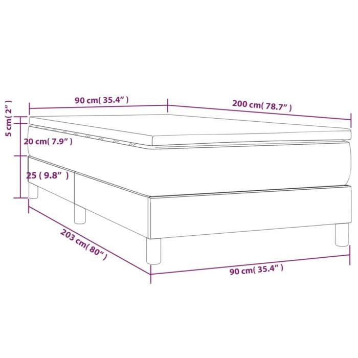 3144048 vidaXL Divan Bed with Mattress Dark Brown 90x200 Cm
