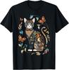 Cat Colorful Floral Patterns Vintage Flowers Art Cat Lover T-Shirt