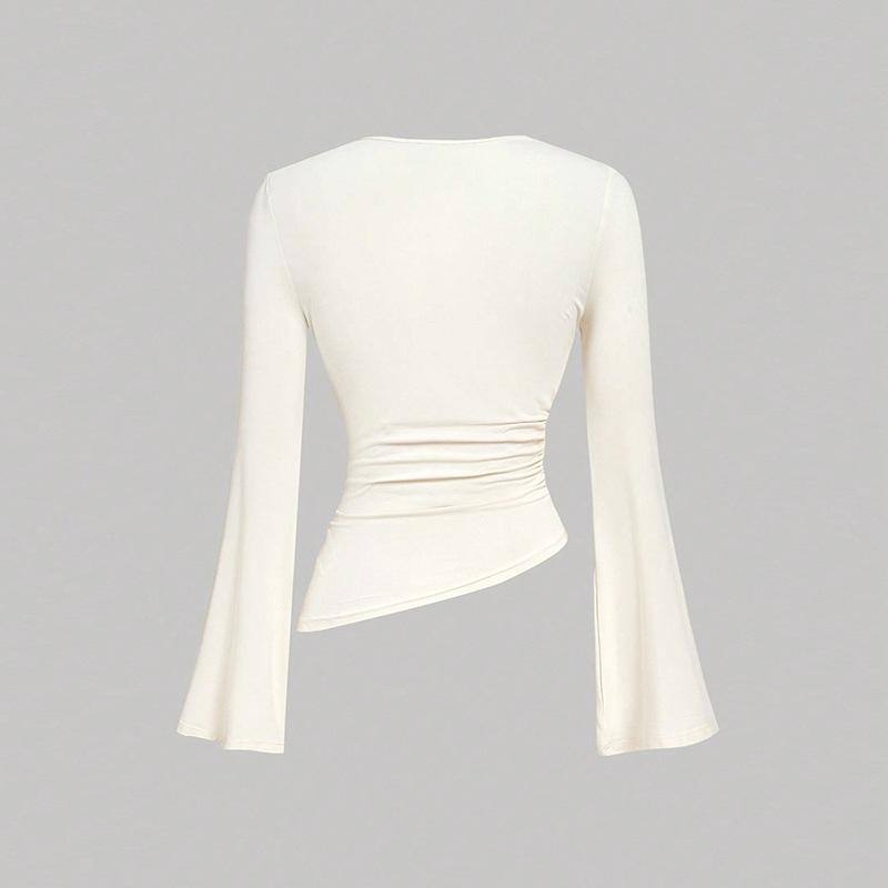 2025 Høst og Vinter Ny Temperament Langermet T-skjorte Enkel Ensfarget Topp