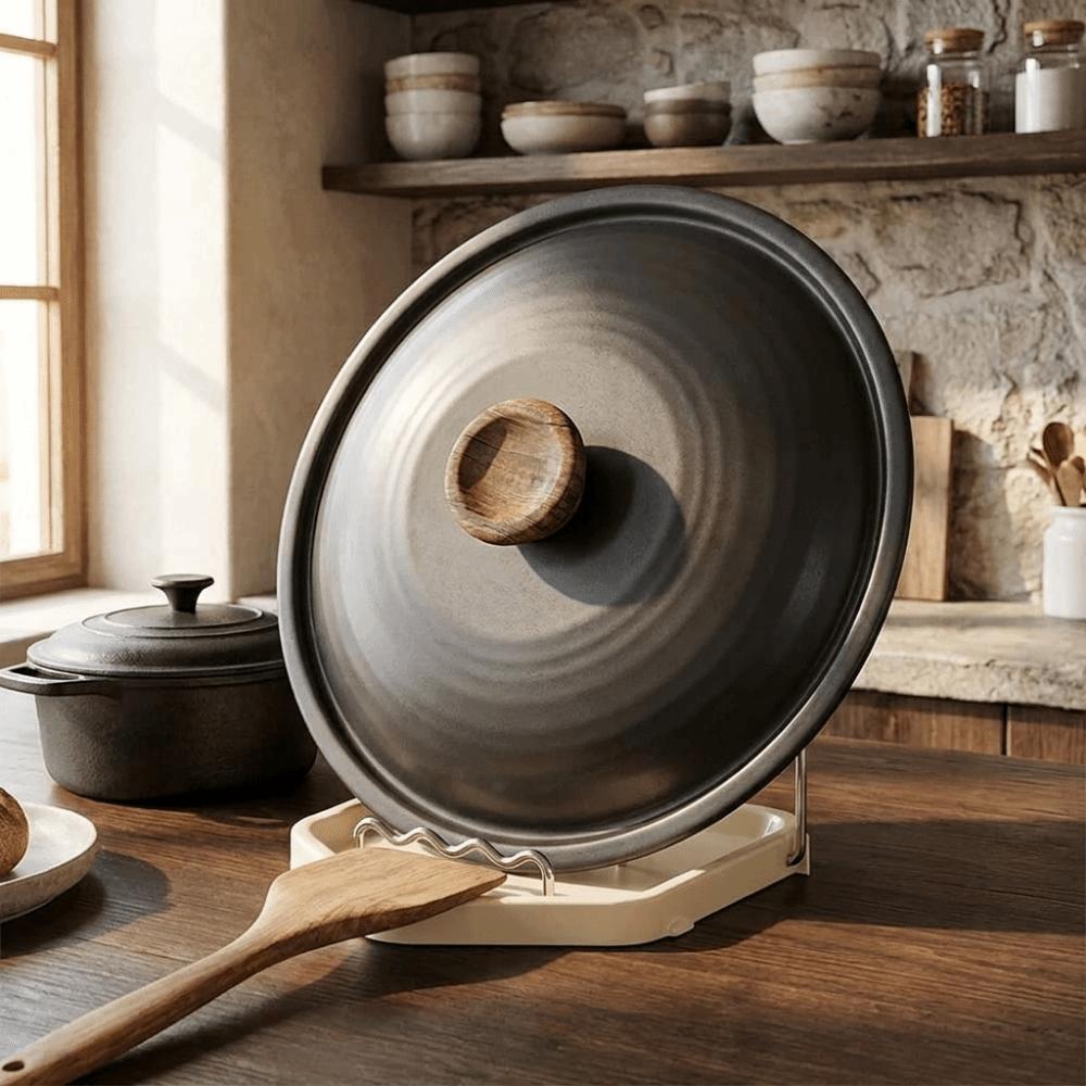 Folding Pot Lid Rack Rustproof Spoon Rest Multi-functional Pot Cover Shelf Cabinet