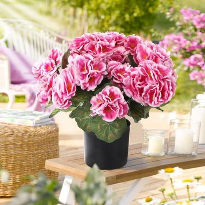 Sztuczne Kwiaty Pelargonii na Zewnątrz 13" Doniczkowe Sztuczne Krzewy Pelargonii Odporne na UV Sztuczny Jedwabny Kwiat do Dekoracji Ganku Ogrodu Podwórka Patio