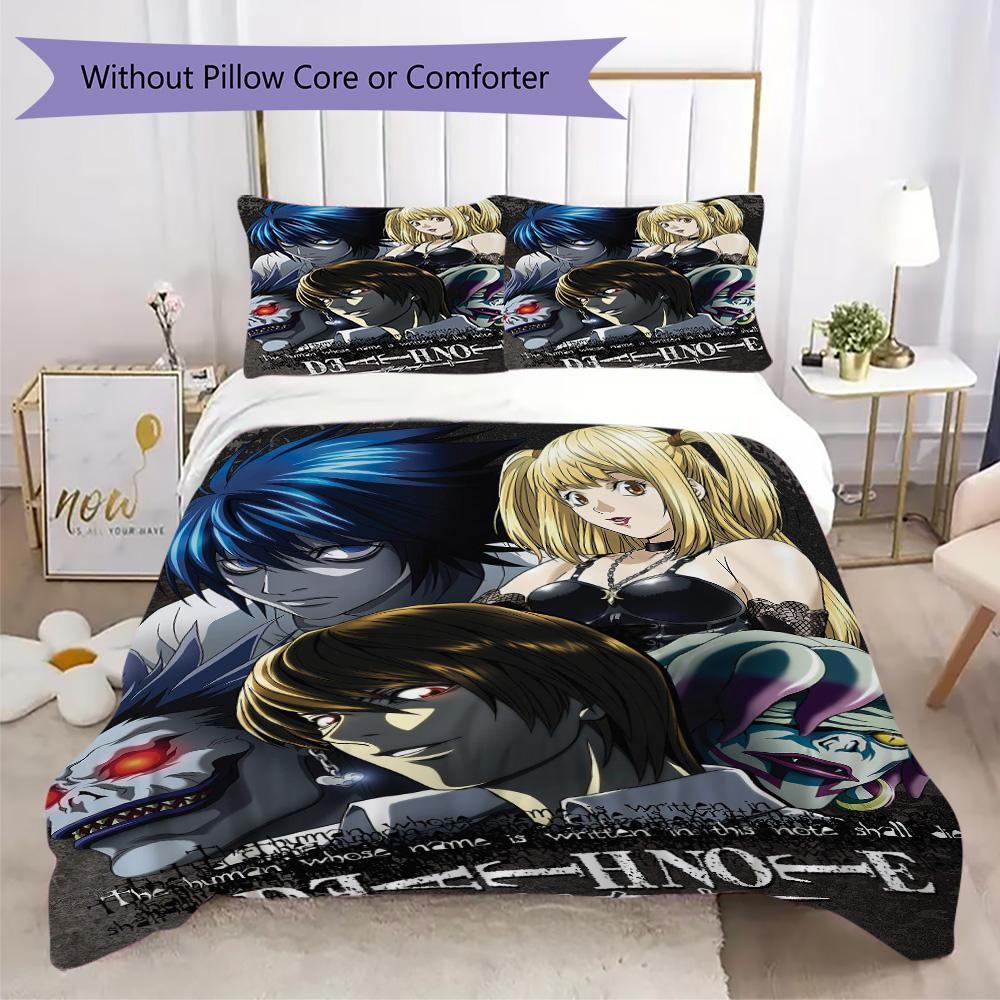 Death Note Pattern Bedding,Quilt Set Quilt Cover Pillowcase Home Birthday Gift (1*duvet Cover+2*pillowcase,without core)XSJT0917484
