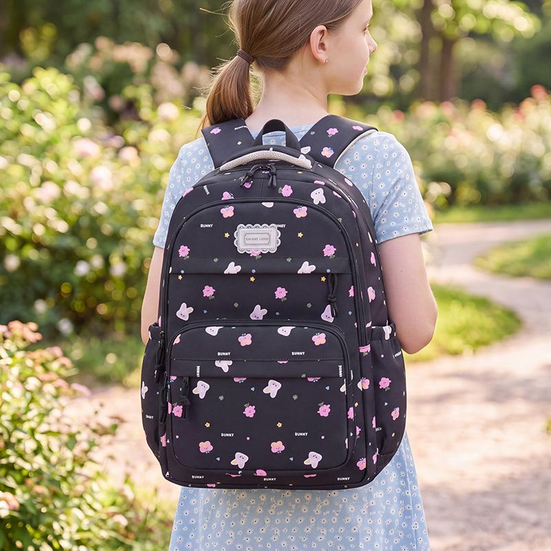 Soft Floral Children's Crossbody Bag for Girls - Large Capacity Backpack for Primary School Students