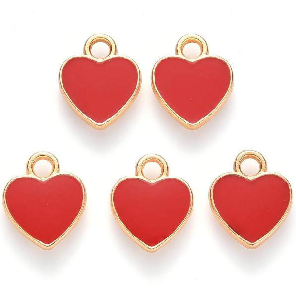 KitBeads 100pcs Enamel Red Heart Charms Mini Valentine's Day Love Heart Shaped Charms for Jewelry Making Bulk