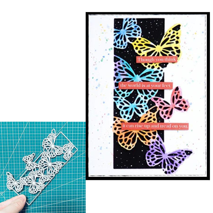 Butterflies Background Frame Metal Die Cuts for Card Making, Dies Cut Stencils for DIY Scrapbooking Album Decorative Embossing Paper Dies