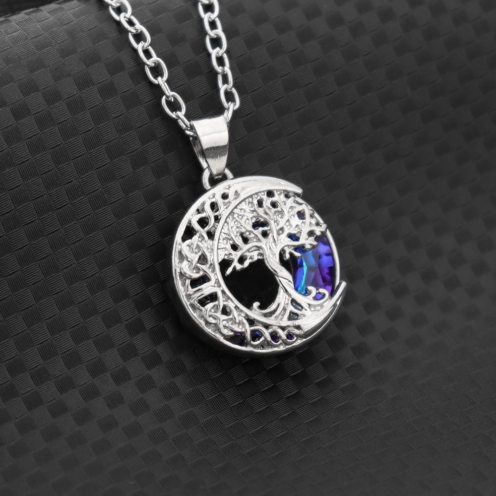Personality Men's Hip Hop Hollow Pendant Moon God's Tree Necklace