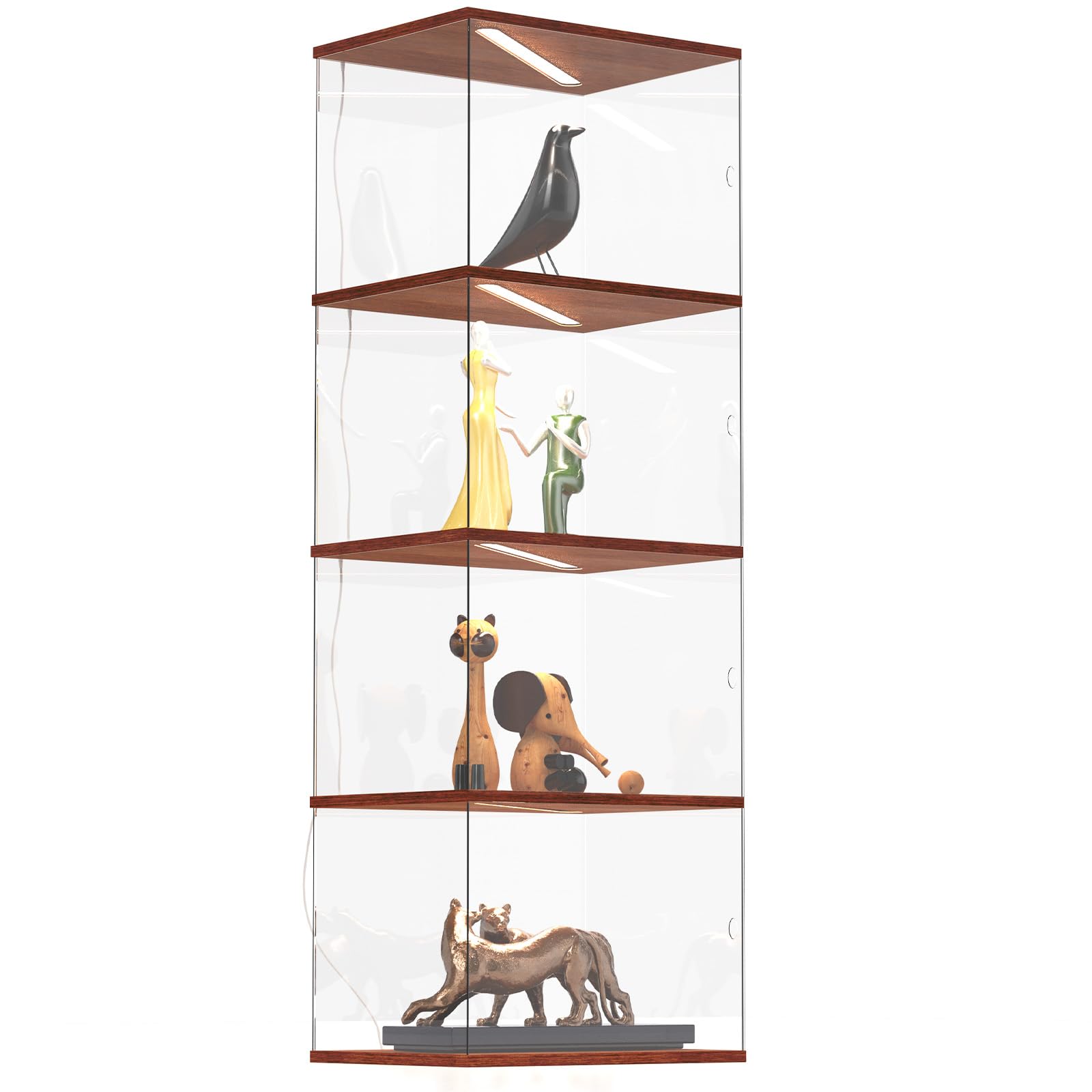 

LORAK Витрина для коллекции фигурок со светодиодной подсветкой 40см 30см 120см 4 Витрина из высокопрозрачного акрила 4 Витрина среднего размера, Светлая, Широкая, Глубокая,