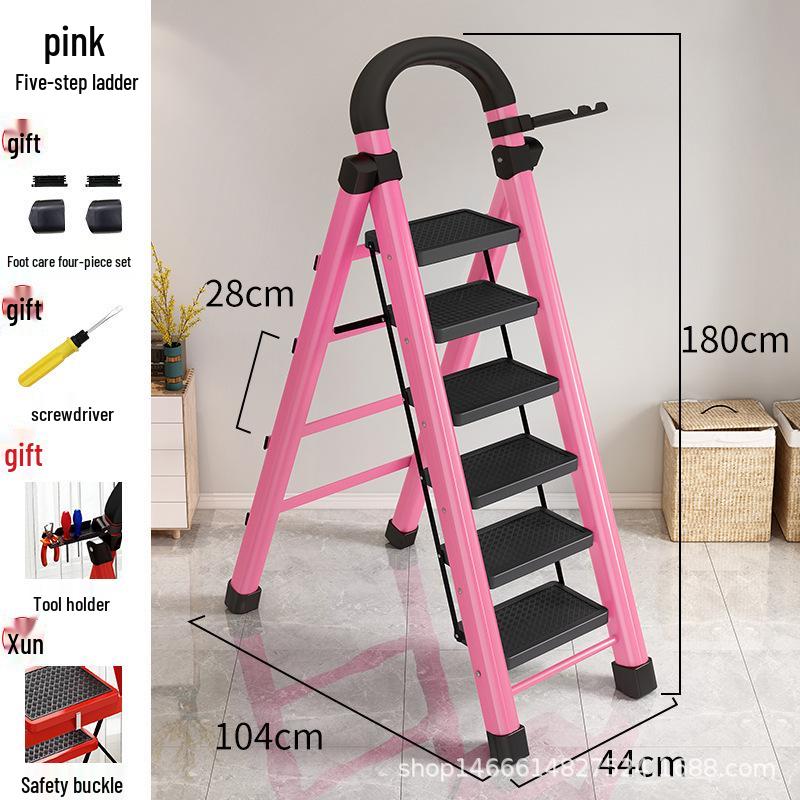 HongfuLai Thickened Folding Household Ladder: 3 to 6 Steps, A-Frame Design