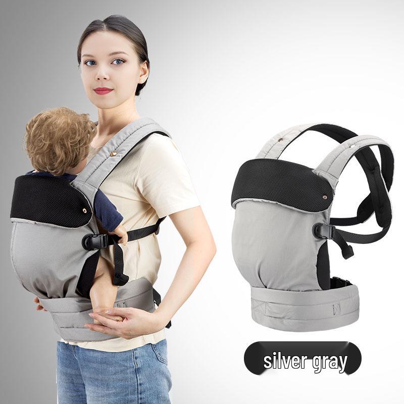 Infant Pure Cotton Double Shoulder Baby Carrier with Hip Seat, Spine Protection, and Front Carrying.