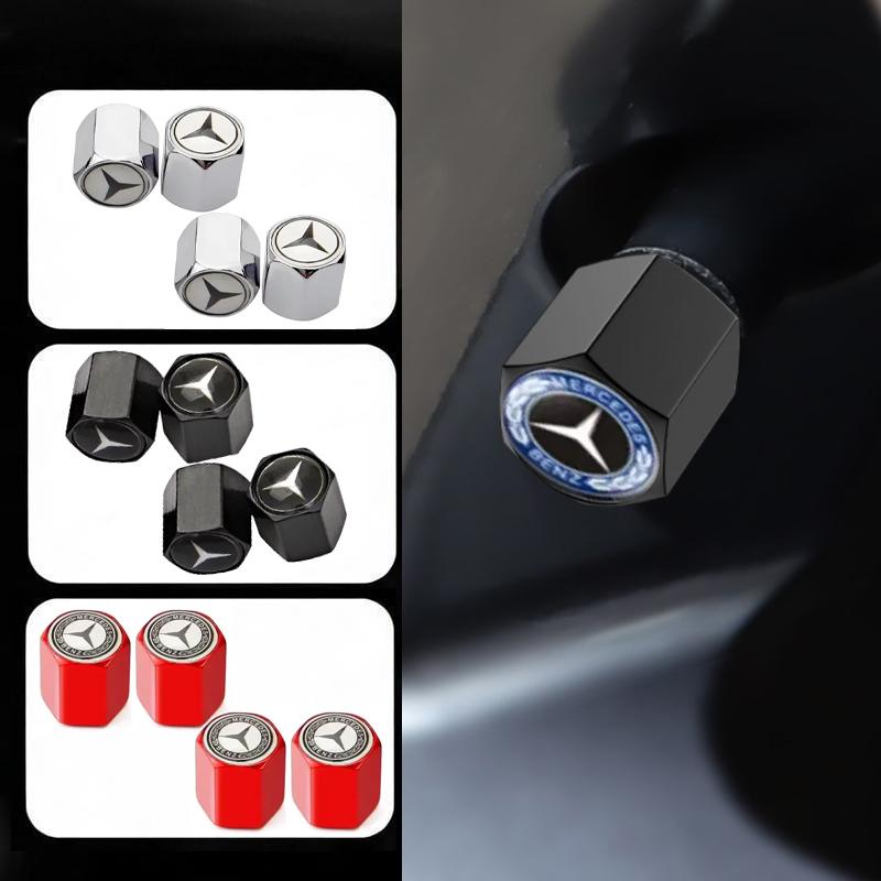 4PCS Car Wheel Tyre Tire Valve Stem Caps Metal Covers for Mercedes Benz CLK CLA GLB GLE W166 GLC W204 W205 W212 W211 W124 W210