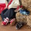 2025 Winter Kids' Casual Retro Color Block Cotton Shoes with Plush, Korean Style Forrest Gump Sneakers for Boys & Girls