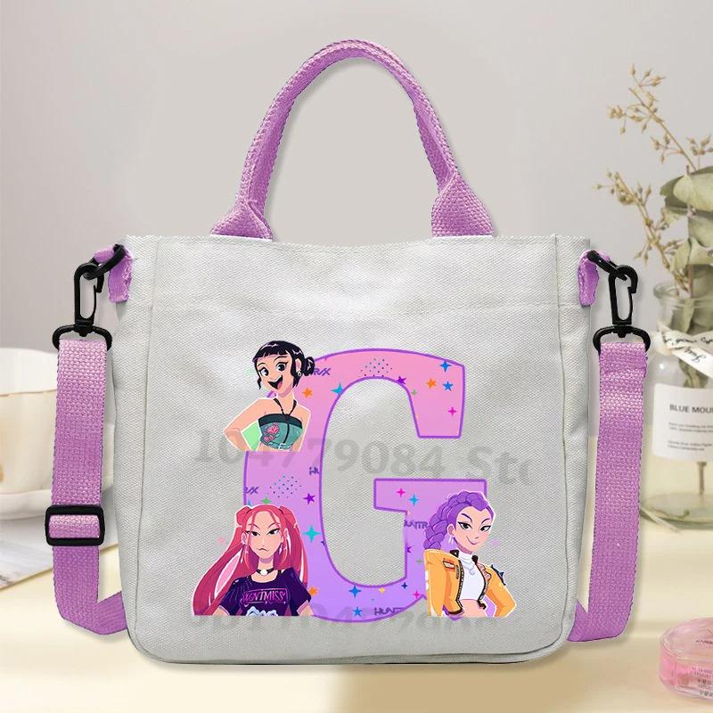 Anime Cartoon Printed Student Commuter Handbag Large Capacity Portable Casual Canvas Bag
