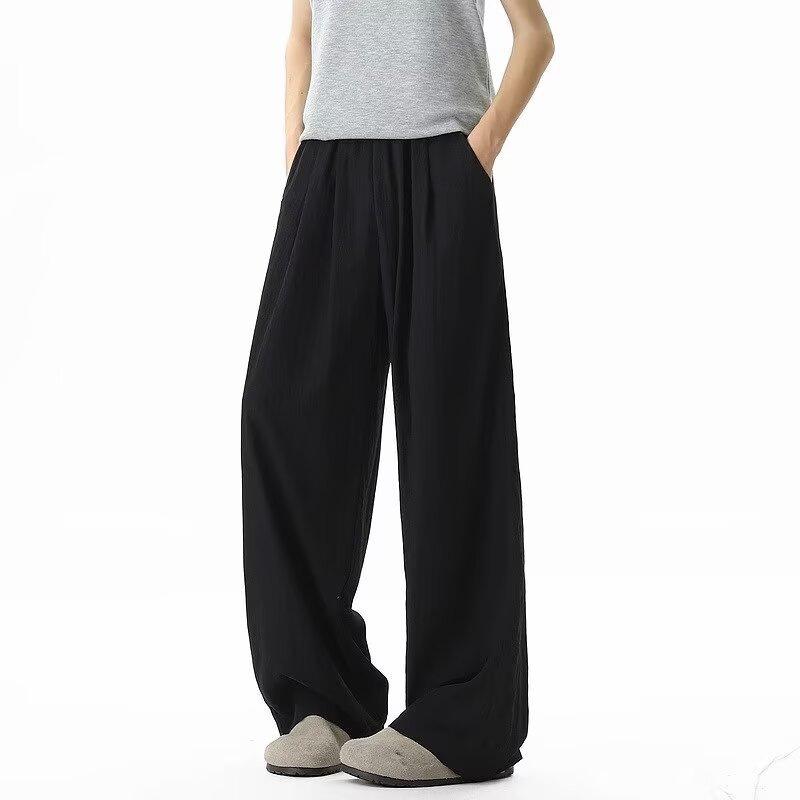 Quick-drying Thin Pants Men's Summer Solid Color Drape Elastic Waist Loose Straight Mopping Men's Casual Pants