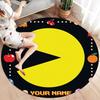 Pac-Man Custom Name Round Area Rug,Carpet Rug for Living Room Bedroom Sofa Playroom Decor,Non-slip Floor Mat