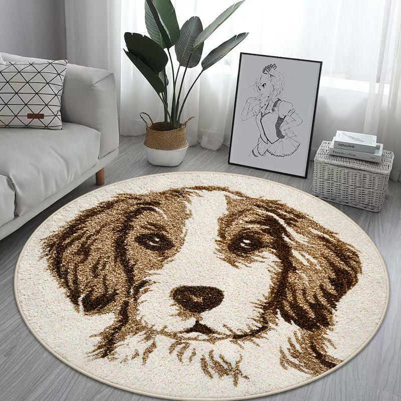 Cute Animal Pattern Rotundity Carpet Living Room Tea Table Foldable Rug Bed End Anti-slip Large Area Easy Cleaning Mat Office