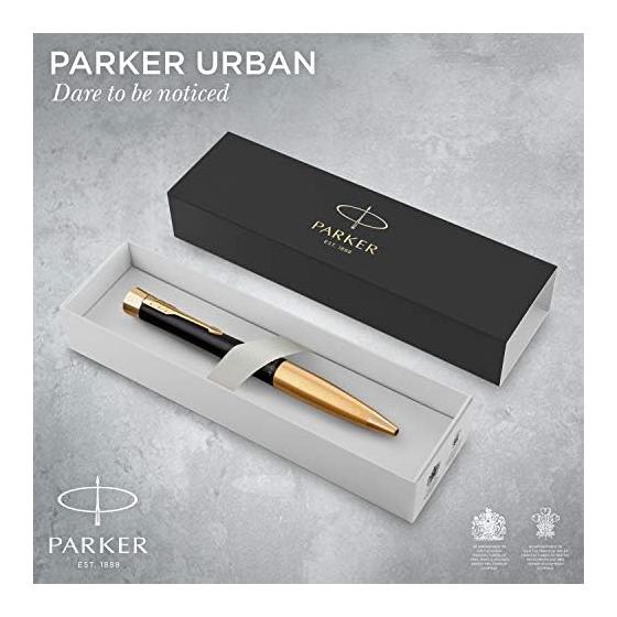 PARKER Urban Ballpoint Pen, Matte Black GT, Medium Point, Oil-Based Ink, Gift Boxed, Authentic Product S0735820