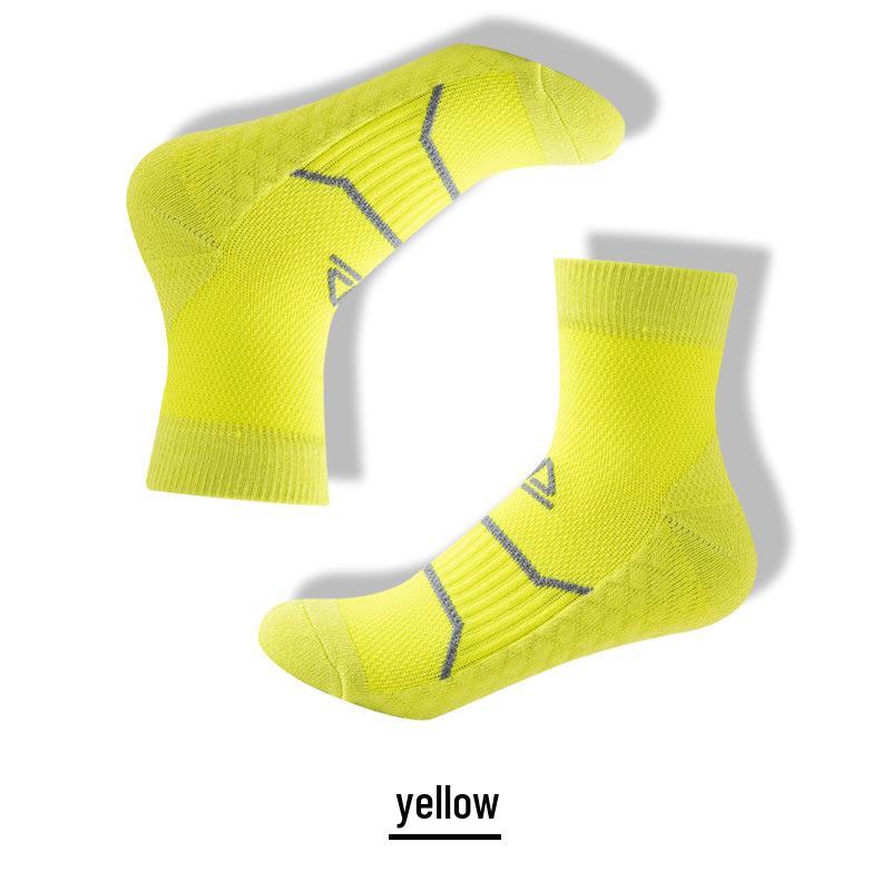 

Зимние носки для бега и пеших прогулок: Плотная махровая подошва, амортизирующая, влагоотводящая, массажная подошва для фитнеса Mid-calf Men (Size 39-44) жёлтый