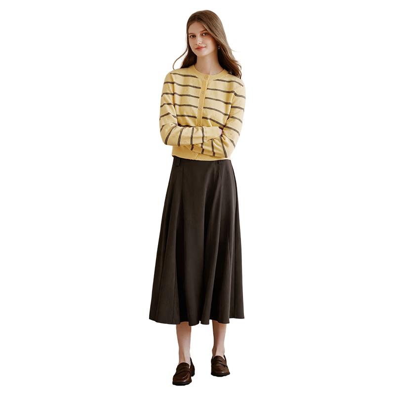 

Retro High-Waist A-Line Midi Skirt M