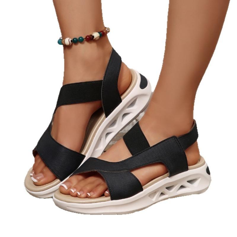 Large Size Flat-soled Platform Sandals for Women's Summer New Rear Strap for Sports and Leisure, Outer Sandals for Women