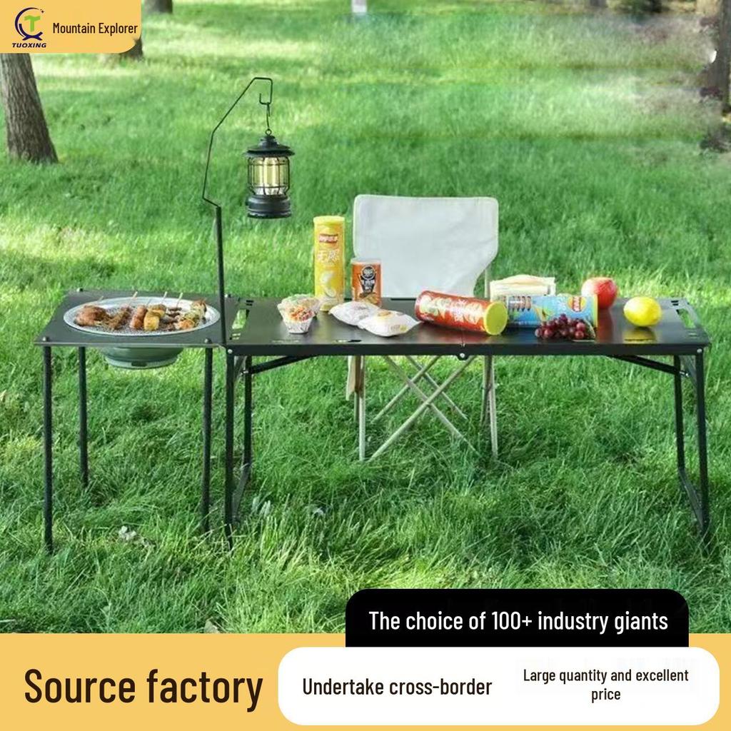 Portable Multi-purpose Folding Table: Hydraulic Rod Tactical Design for BBQ, Tea, and Outdoor Use