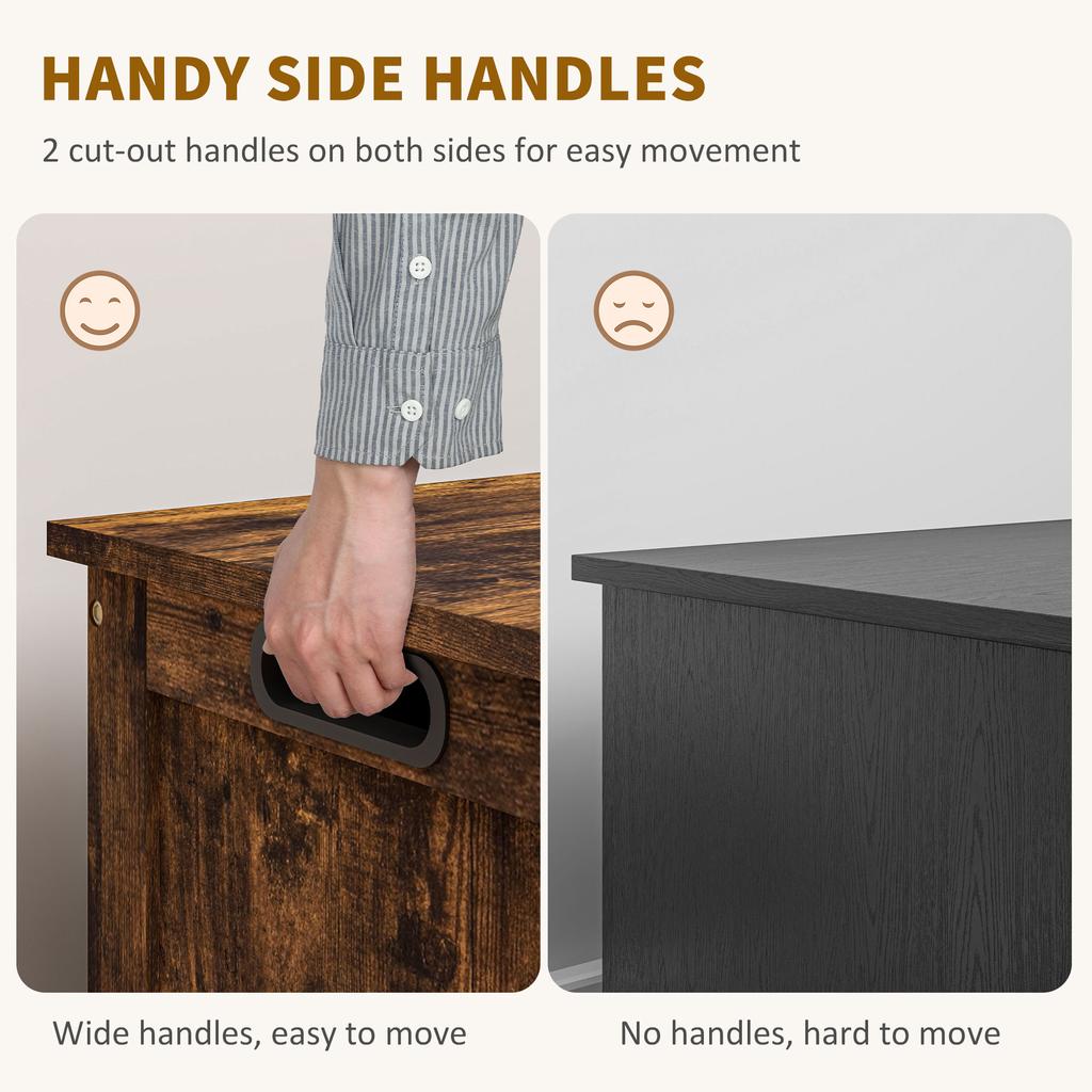 Storage Chest, Modern Storage Trunk with 2 Safety Hinges and Cut-out Handles, Wooden Toy Box for Living Room, Entryway, 76 X 40 X 48 Cm, Rustic Brown