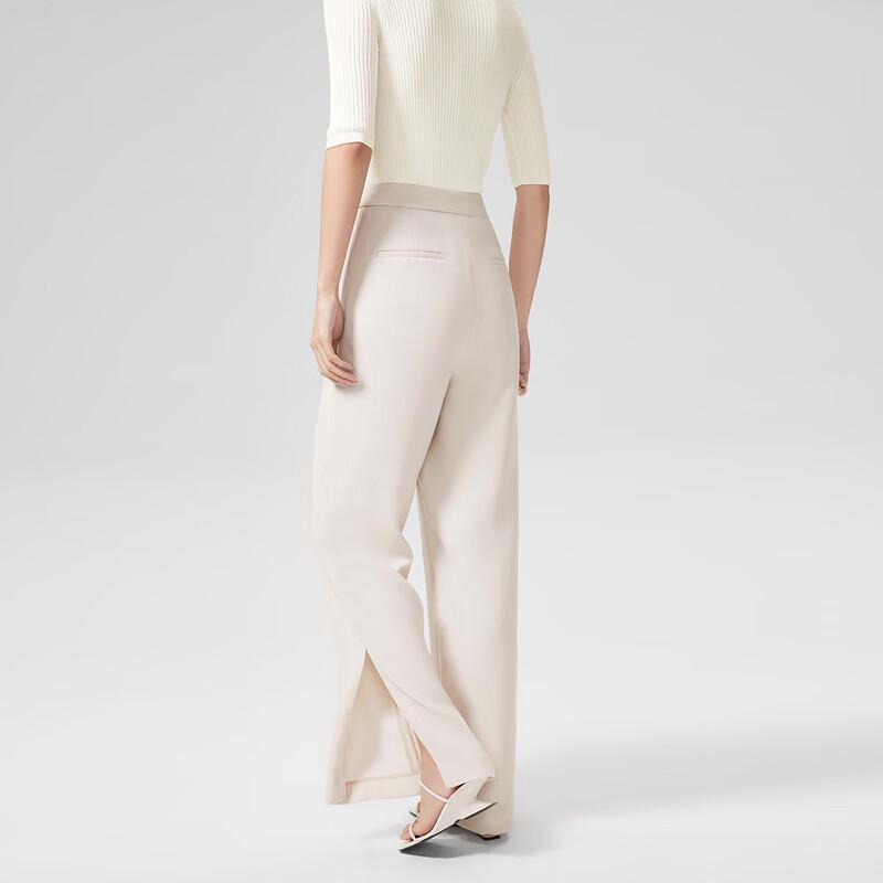 OVVOVV Women's Spring/Summer Imported Fabric Slit Straight-Leg Casual Trousers