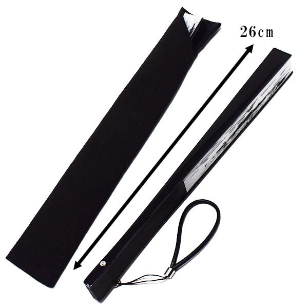 Cutie cadou evantai mare curea de piele Evantai, evantai Sumi-e, evantai vopsit în negru, dragon, geantă, inclus, inclus, pictat de părinte