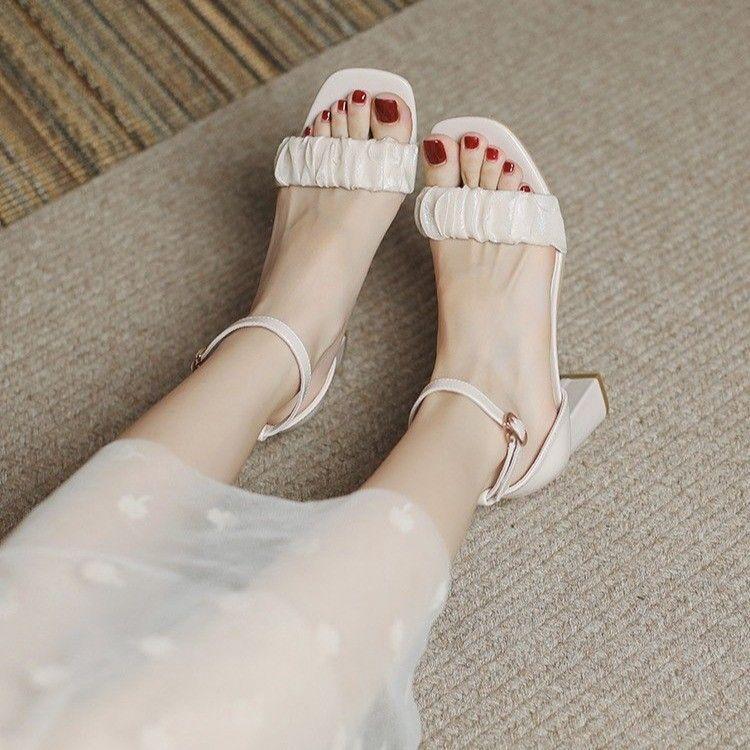 This year's new sandals summer women's 2025 fashion versatile gentle fairy style with skirt thick heel high heels