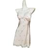 Butterfly Print Deep V Padded Pajamas Set: Sexy and Slimming Ice Silk Nightdress with Fairy Camisole.