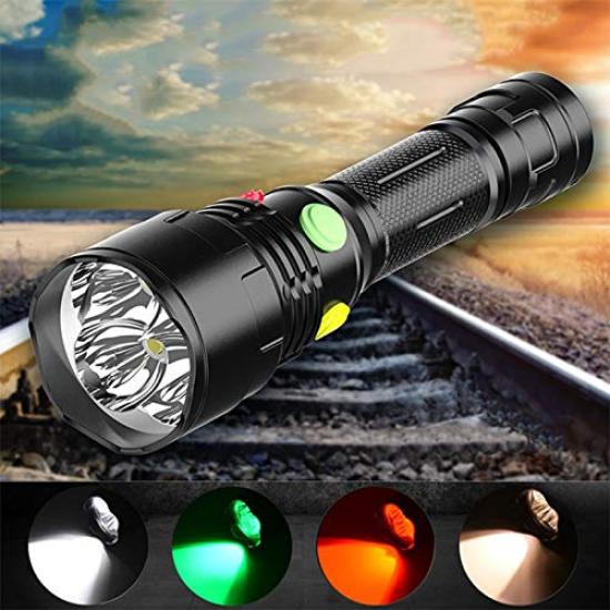 WINDFIRE LED Tactical Flashlight with and White Independent Magnetic Waterproof Flashlight for Emergency Power and Night Fishing Flashlight,