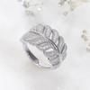 Huitan Sparkling Leaf Design Ring Female Bright Zirconia Finger Jewelry for Daily Party Stylish 3 Colors Available Accessories