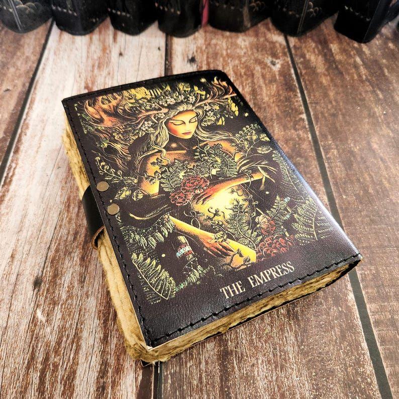 Leather Journal THE EMPRESS Printed Leather Dairy, Dream Journal, Wedding Gift,  Leather Sketchbook, Personalized Gift.