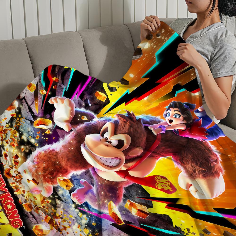 Scimmia cartone animato divertente D-Donkey Kong B-Bananza Flanella calda comfort morbida coperta in peluche per divano soggiorno camera da letto viaggio regalo