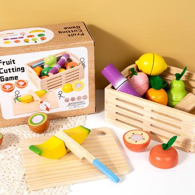 Children Play House Toys Kitchen Cut Fruit Simulation Vegetables Baby Can Cut Vegetables Boys and Girls Cut Music Velcro