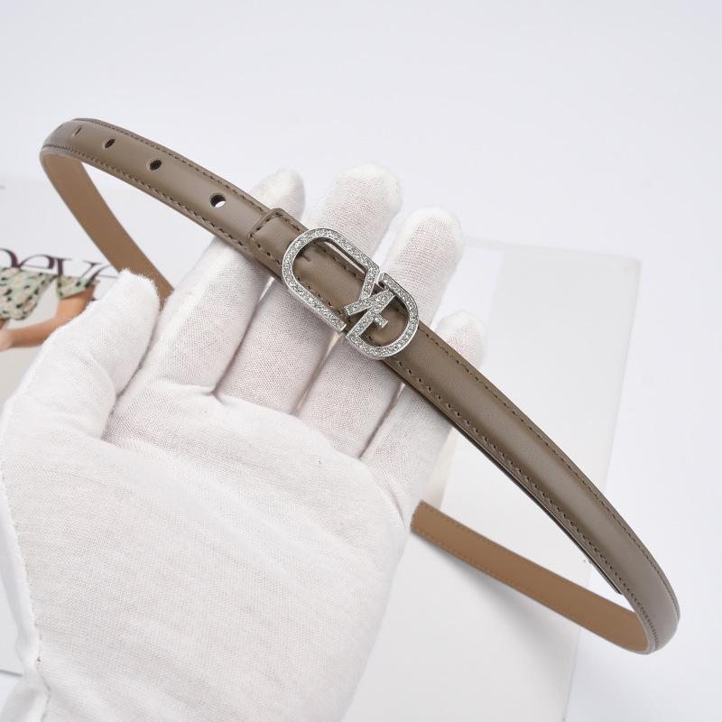 Simple Genuine Leather Belt for Women Fashionable Dark Green Decoration with Skirt Black Work Belt Cowhide Leather Belt Thin