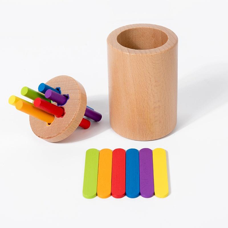 Wooden Fine Classification Bucket Children'S Toys Color Cognitive Classification 3-6 Years Old Early Education Enlightenment Educational