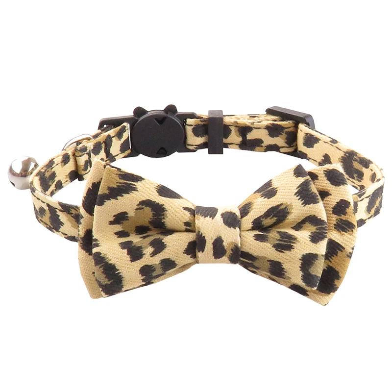 Pet Neck Decoration Leopard Pattern Pet Collar Cat Collar with Bell Cat Neck Ring Adjustable Anti-choking