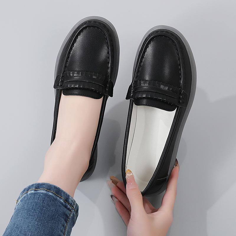 Women Black Moccasins Driving Shoes Flats Casual Nurse Shoes Loafers Simple Soft White Office Shoes Large Size