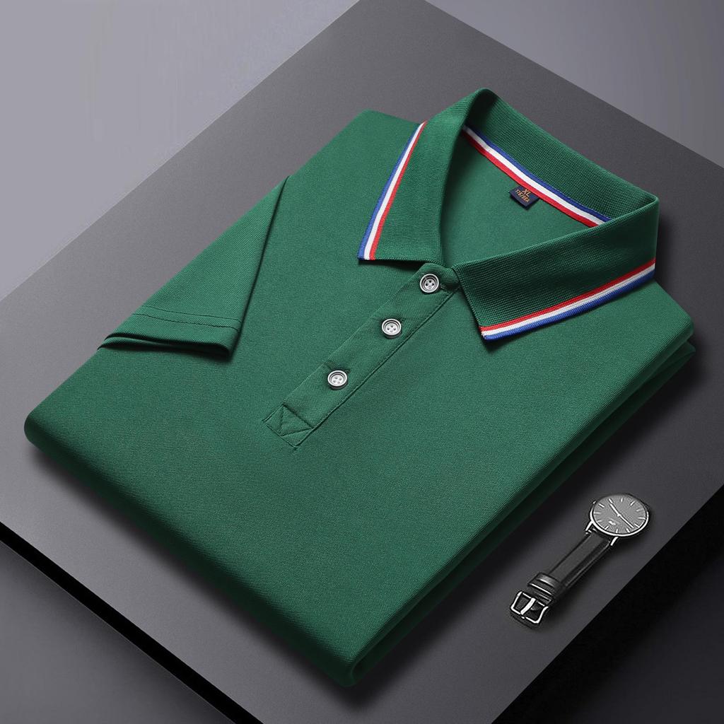 Breathable Summer Turn-Down Collar Polo Shirt - Solid Color, Short-Sleeved, Comfortable, Customizable Workwear T-Shirt