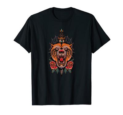 Tattoo Style Japanese Tiger Traditional Design T-Shirt