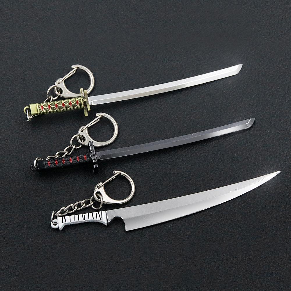 Anime Bleach Weapon Keychain Kurosaki Ichigo Hitsugaya Toushirou Katana Sword Model KeyRing for Women Men Car Pendant Jewelry