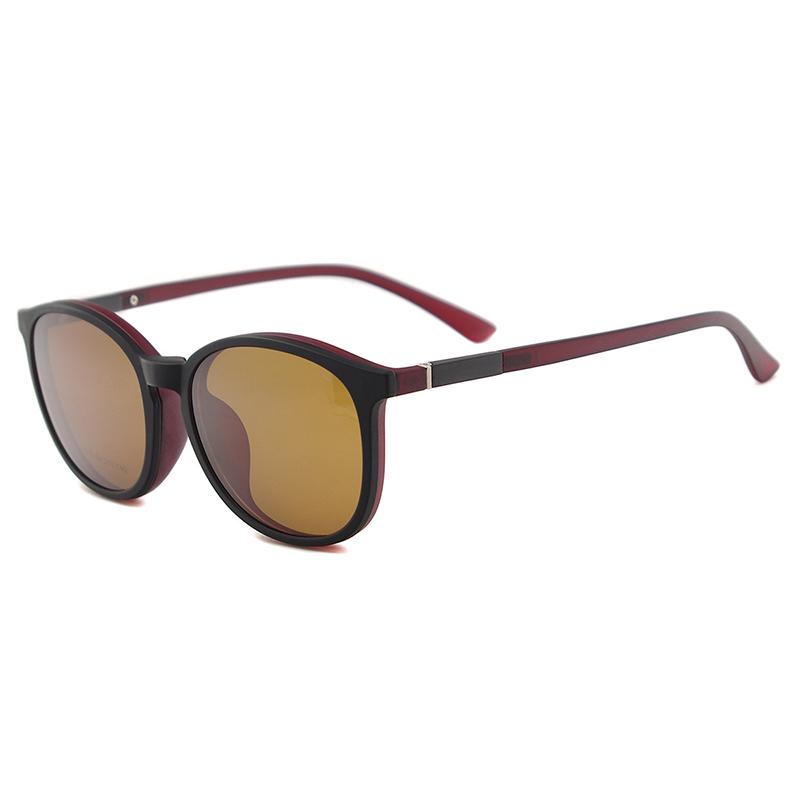 TR90 Flexible Plastic Vintage Round Sunglasses Frame Women Magnetic Polarized Prescription Lenses With Clip On