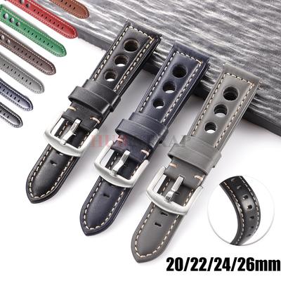 20mm 22mm 24mm 26mm Vintage Cowhide Genuine Calfskin Watch Strap Breathable Fashion Pin Buckle Band Unisex Watchband Accessories
