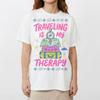 Suitcase Map Compass Stars Moon Palm T-Shirt Traveling Is My Therapy Journey Tee