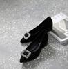Women's Shoes Rhinestone Low Heel Elegant Diamond Black with Crystals Office Pointed Toe Formal Ladies Pumps Summer 2025 Stylish