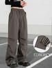 Maeau Cargo Work Loose Elastic Wide Simple Korean Solid with Street Size L Women's Pants, Pants, Fit, Waist, Fit, Style, Slimming, Color, Soft,